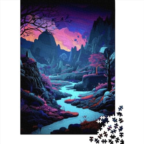 Dark Forest Fun Puzzle für Erwachsene 1000 Teile 1000 Teile Puzzle für Erwachsene Puzzle mit passendem Poster und Quizblatt 75x50cm