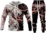 RIAAJ 3D Herren Pullover Hoodie Set Trainingsanzug Jogginganzug Sportanzug Männer Jogging Anzug Sweatshirt Hose (A2,L)