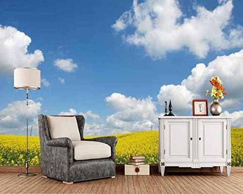 XLMING Gelbe Felder Mit Blauem Himmel Und Weißen Wolken 3D Tapeten Home Esszimmer Sofa Schlafzimmer Wohnzimmer TV Hintergrund-350cm×256cm