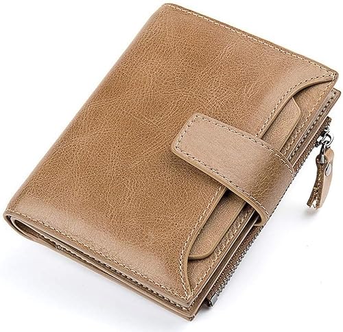 VSULZVNU Vintage-Freizeit-Geldbörse, Leder, tragbarer Kartenhalter für Bargeld, 18 Karten, 2 Foto-Handykarten, 11,9 cm, 9,4 cm, 2,3 cm, 2,3 cm (Farbe: Beige)