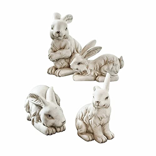 Loberon® Hase 4er Set Finna, Polyresin, antikweiß