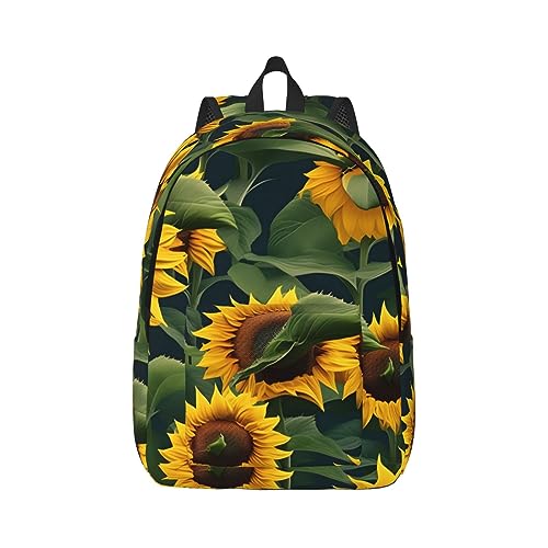 YQxwJL Kampfkunst-Silhouetten, Leinwanddruck, Laptop, Outdoor-Rucksack, lässig, Reisetasche, Tagesrucksack, Buchtasche, für Männer und Frauen, Thema Sonnenblume, S