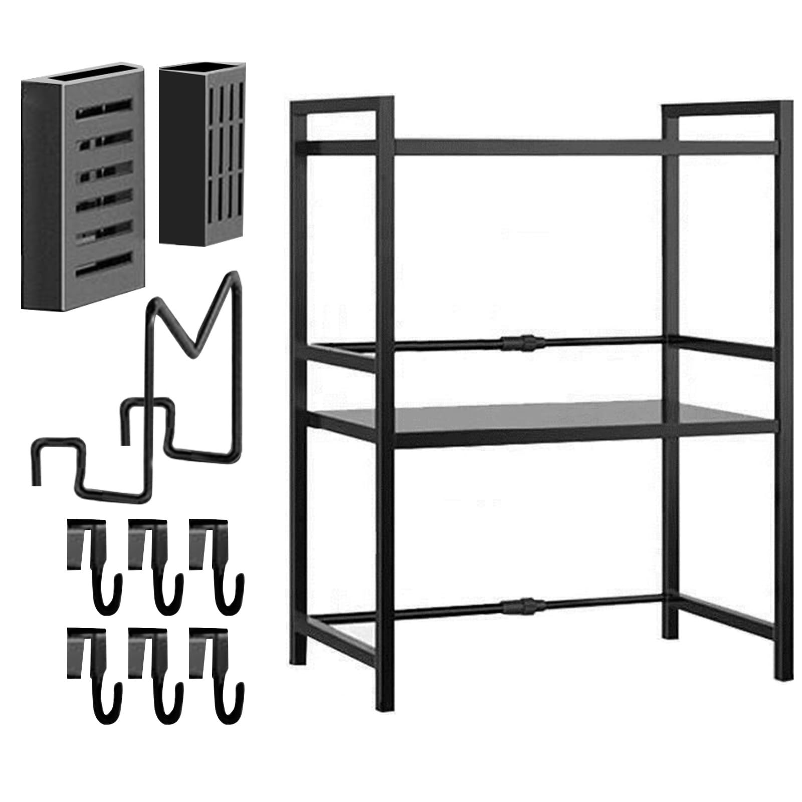 Erweiterbare Küchenregal Für Die Mikrowelle Mit Haken Stabiler Ständer Aus Karbonstahl Für Töpfe Und Pfannen Großes Fassungsvermögen