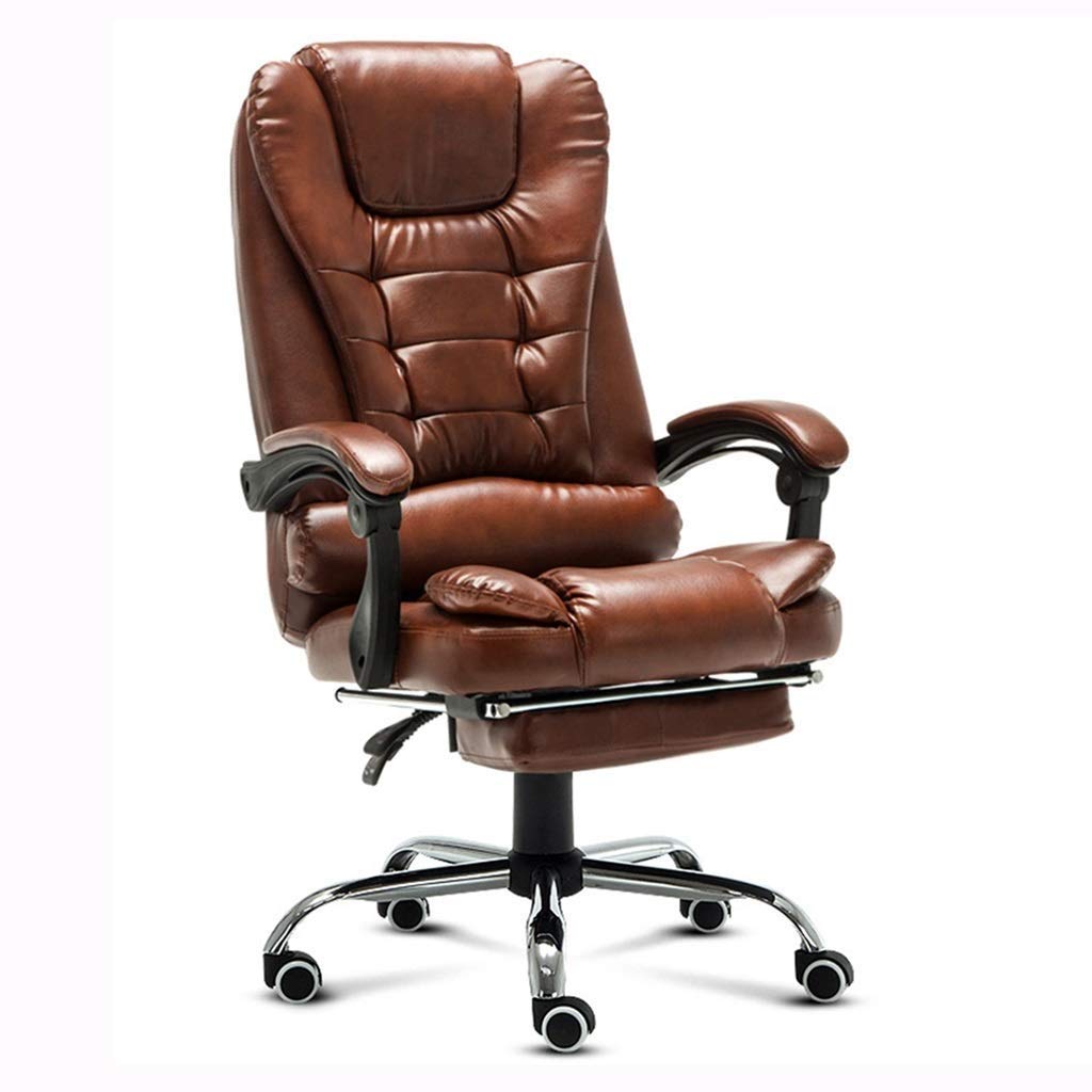 TBSZCM Managerstühle, Chefsessel mit Lederbezug, Drehbarer Schreibtischstuhl für Zuhause und das Büro, Ergonomischer Computerstuhl mit verstellbarem Sitz (Farbe: Braun) interessant Run forward