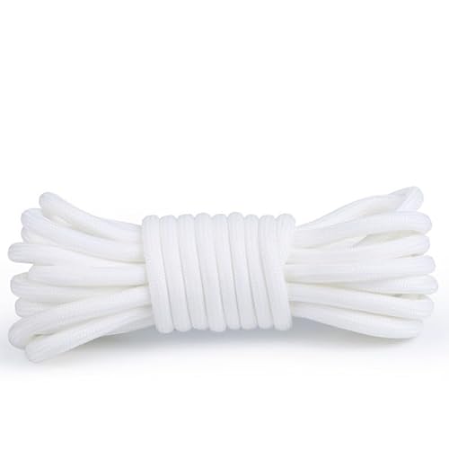 RybdaFDc Schnürsenkel, 1 Paar runde Schnürsenkel, feste Schnürsenkel, Polyester-Schnürsenkel, passende Sportschuhe, Werkzeug, Wanderschnürsenkel(White,160cm)