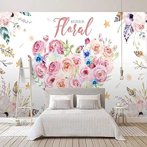 XLMING Einfaches Aquarell Cartoon Blume 3D Tapete Home Dekoration Wohnzimmer Sofa Schlafzimmer Tv Hintergrund Wand-430cm×300cm