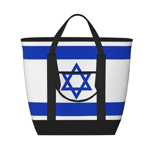 YQxwJL Tragetasche mit israelischem Flaggenaufdruck, großes Fassungsvermögen, isolierte Lunchtasche, wiederverwendbare Einkaufstasche mit Reißverschluss für Damen und Herren