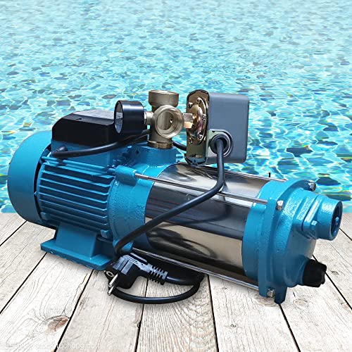 1300W Kreiselpumpe Hauswasserwerk Gartenpumpe 220V 4000 L/H Jetpumpe Wasserpumpe Wasserkreiselpumpe Edelstahl für Hauswasserwerk und Haus (Druckschalter Gartenpumpe)