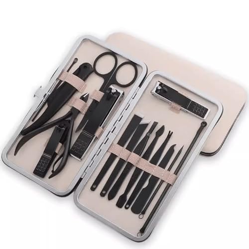 Maniküre/Pediküre Set Nagelknipser-Set for Männer und Frauen, Augenbrauen-Trimmer for den Haushalt, Spritzschutz, Pediküre-Messer, tragbarer Fußnagelknipser Nagelpflege-Werkzeuge(Schwarz)