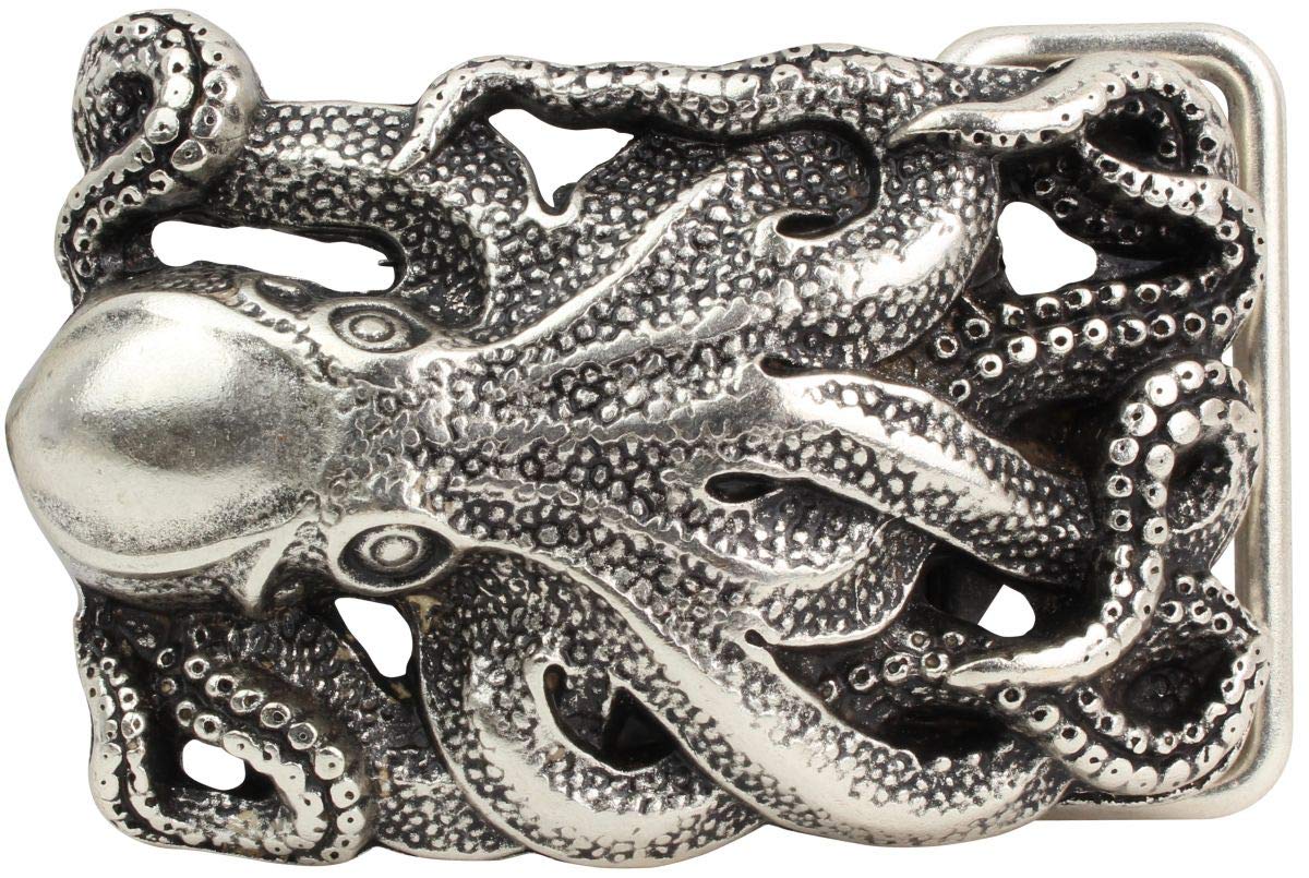 BELTINGER Gürtelschnalle Oktopus 4,0 cm | Buckle Wechselschließe Gürtelschließe 40mm Massiv | Wechselgürtel bis 4cm | Silber