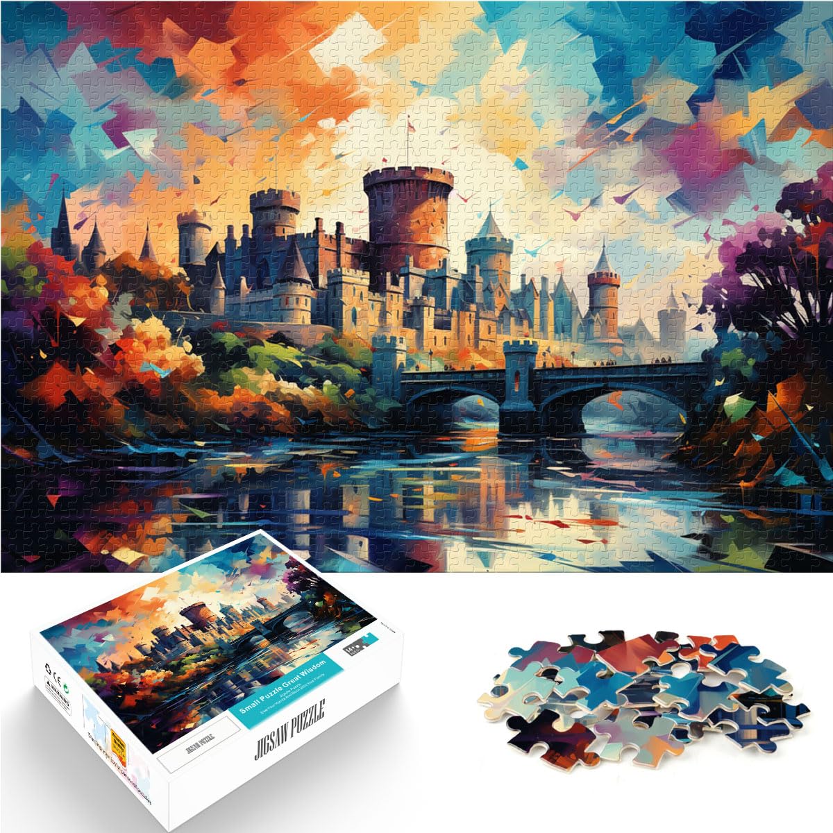 Puzzle für Puzzle „Bunte Psychedelia im Kilkenny Castle“, Puzzle 1000 Teile für Erwachsene von Wood Puzzle für und Geschenkidee, 1000 Teile (50 x 75 cm)