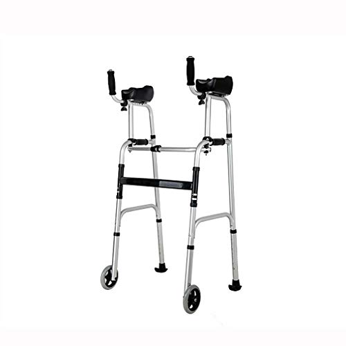 Aluminium faltbare Gehhilfe, Gehhilfe, Rollator mit Armstütze und Rad für ältere Menschen (Farbe: B) (A)