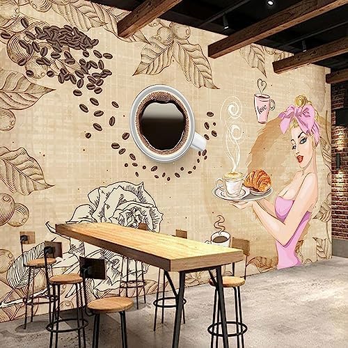 XLMING Beauty Cafe Tea Shop Afternoon Tea Arbeitskleidung 3D Tapete Home Dekoration Wohnzimmer Sofa Schlafzimmer Tv Hintergrund Wand-150cm×105cm