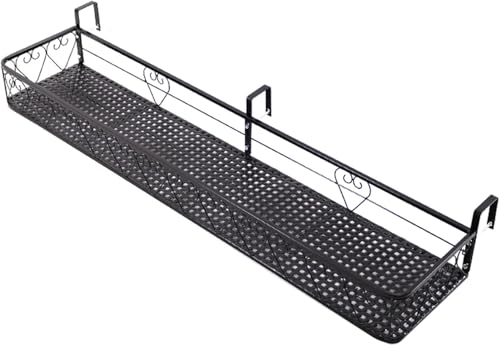 Pflanzenständer, Balkongeländer, Pflanzgefäß, 30 cm/50 cm/60 cm/80 cm/100 cm/120 cm/150 cm breit, Outdoor-Hängepflanze, Blumentopfhalter für Deck, Terrasse, Hof, Zaun, Fenster, 120 cm x 25 c