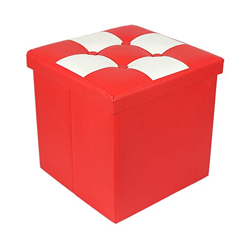 Rysmliuhan Shop sitztruhe mit stauraum sitzpuff Fußhocker Puffs graue Ottomane Hocker und Puffs Kleiner osmanischer Stauraum Hocker Aufbewahrung Fußschemel red