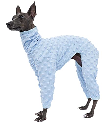 Warmer Ganzkörper-Hundemantel mit Beinen, Windhund-Fleece-Pullover mit winddichtem Rollkragen, Winter-Hundeoverall für Windhunde Lurcher Whippets Salukis Deutsche Dogge (Color : Blau, Size : XX-Larg