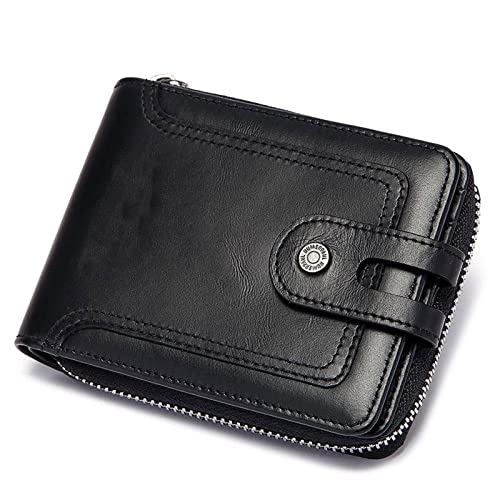 TREGOO Portemonnaie Herren Echte Rindsleder Männer Brieftaschen Mode Männliche Reißverschlüsse Brieftasche Kleine Mini Münze Tasche Geldbörse Kartenhalter Walet Tasche Jungen