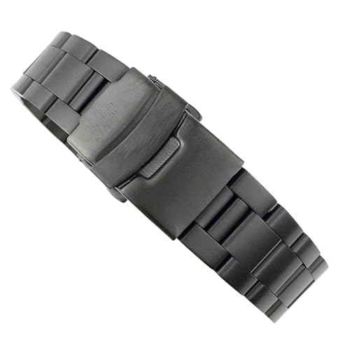 THBGTCNQ Uhrenarmband aus massivem, mattiertem Edelstahl, 18 mm, 20 mm, 22 mm, 24 mm, 26 mm, geeignet for herkömmliche Smartwatches, Universalarmband, Sicherheits-Faltschließe, Zubehör(Black,22mm)