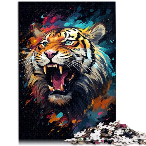 Puzzle-Geschenk, wildes Gemälde, Feuertiger, 1000-teiliges Puzzle, Holzpuzzle, Spaß für Aktivitäten zu Hause, Geburtstagsgeschenk, Reisegeschenke, 1000 Teile (50 x 75 cm)