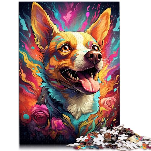 Puzzlespiele, Psychedelischer Chihuahua-Hund, 1000-teiliges Puzzle für Erwachsene, Holzpuzzle, Spaß für Aktivitäten zu Hause, Geburtstagsgeschenk, Reisegeschenke, 1000 Teile (50 x 75 cm)