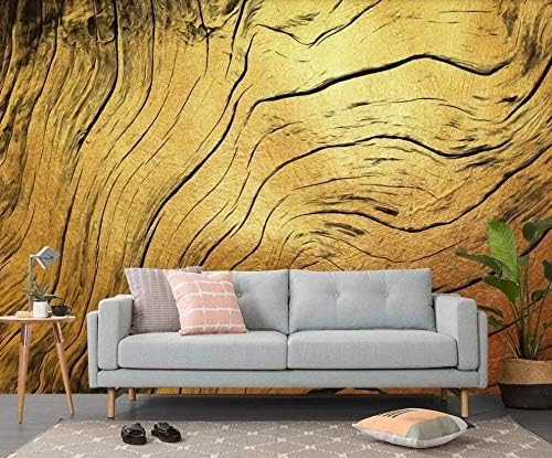 XLMING Einfach Glänzend Gold Holzmaserung Bilder 3D Tapeten Home Esszimmer Sofa Schlafzimmer Wohnzimmer TV Hintergrund-430cm×300cm