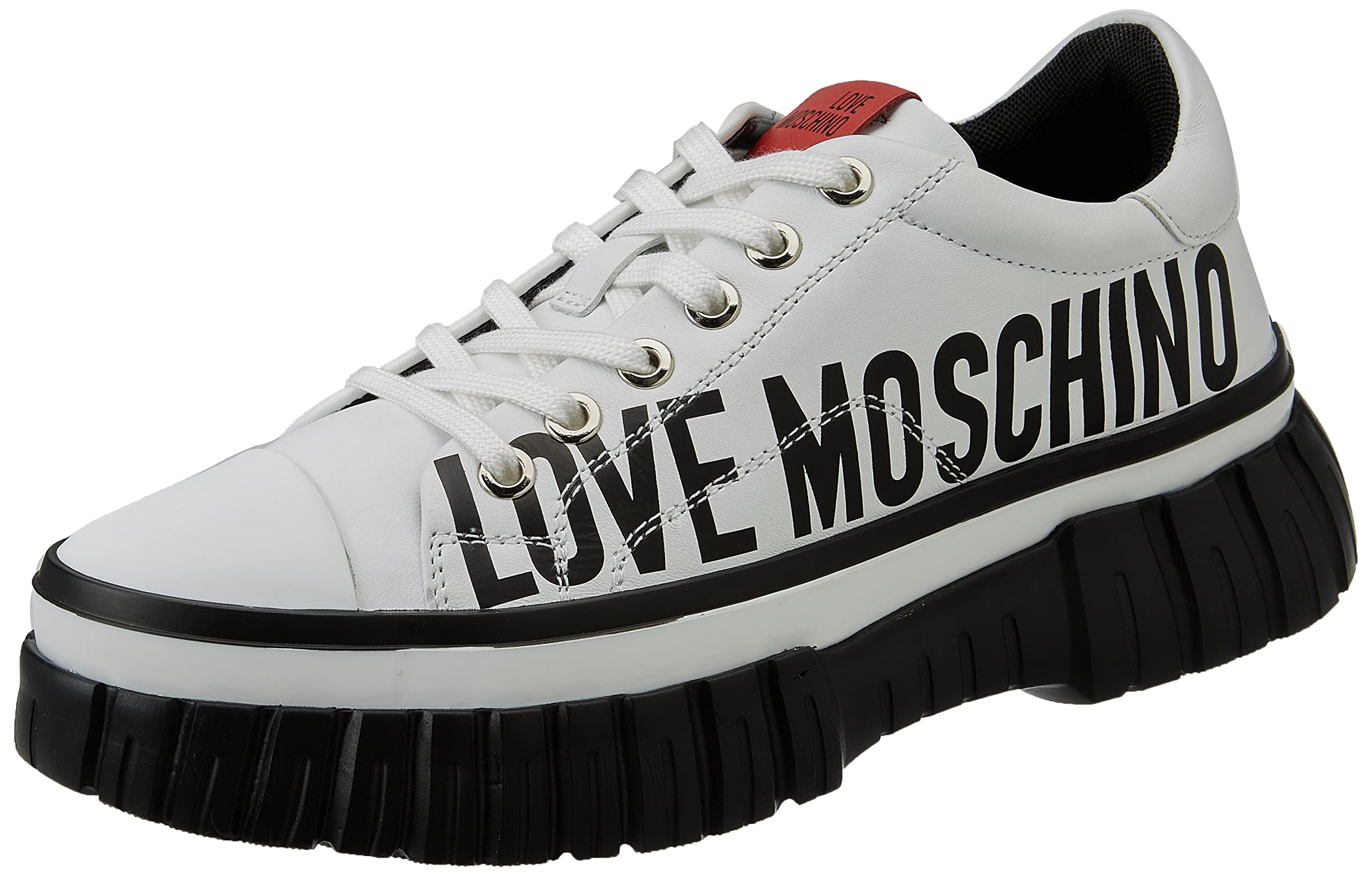 Love Moschino Damen Sneakerd Gummi 55 Kalbsleder Sneaker, Weiß, 41 EU