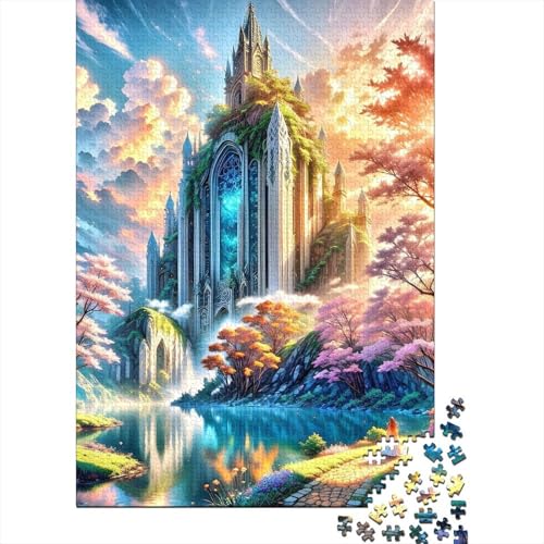 Traumschloss-Holzpuzzle für Erwachsene, 500 Teile, für Erwachsene, schwierige Puzzles zum Stressabbau, zum Zeitvertreib zu Hause 20,47x14,96 Zoll