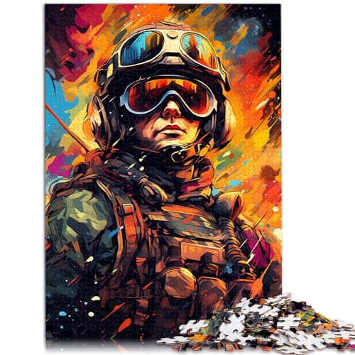 Puzzles für farbenfrohe psychedelische Soldaten, 1000 Puzzles für Erwachsene, hölzernes Lernpuzzle für Familienspaß und Spieleabende (50 x 75 cm)