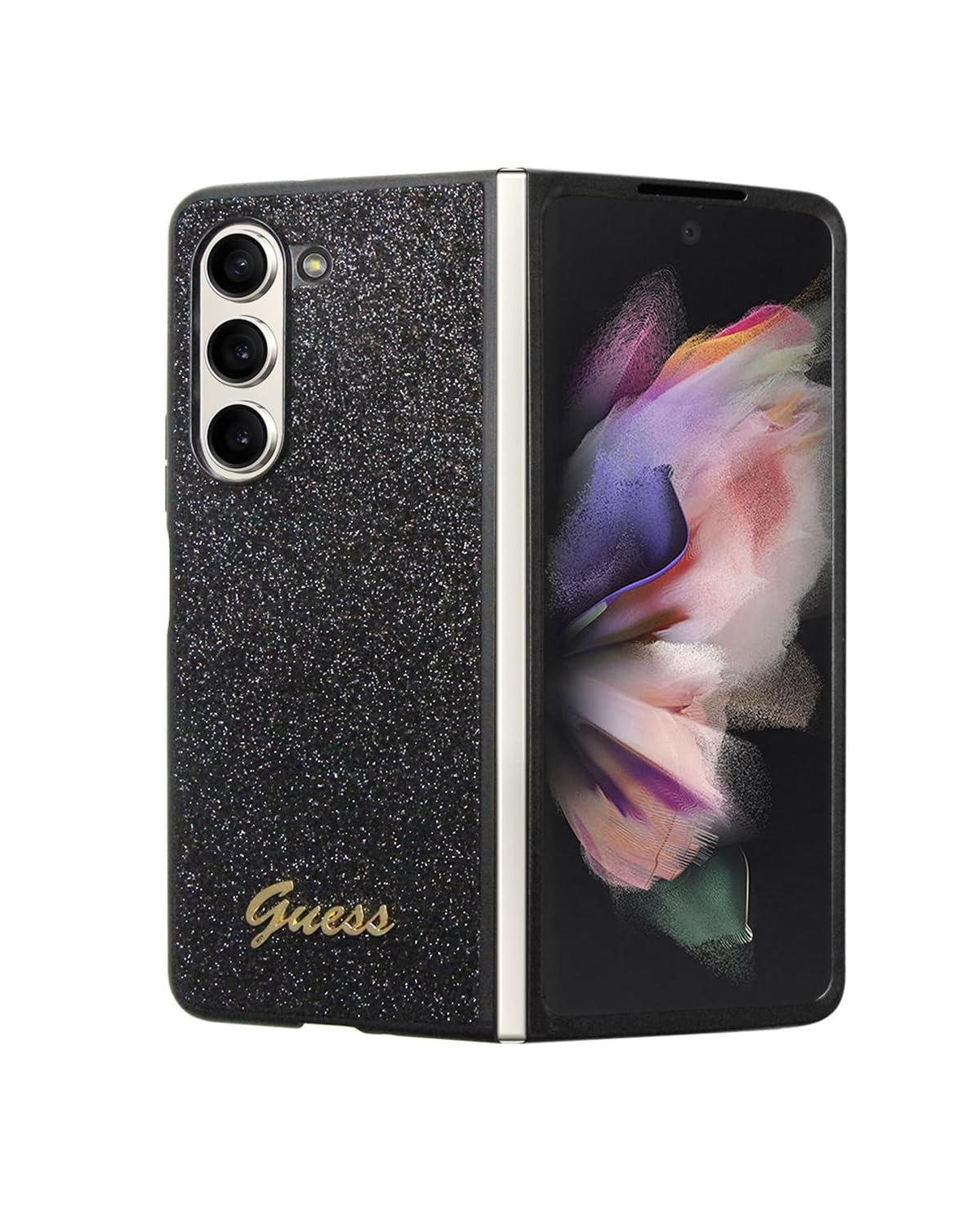 Guess GUHCZFD5HGGSHK F946 Hülle für Z Fold5 Schwarz hardcase Glitter Script