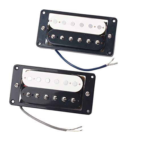 ZENGXUE 2 Stück Halsbrücke E-Gitarren Humbucker Pickups mit Rahmenschrauben Set Schwarzweiß Humbucker Tonabnehmer Set