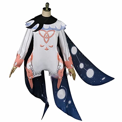 JGZGCG Genshin Impact Cosplay Paimon Outfit Partykleid Uniform Anime Perücke Cosplay Kostüm Niedlich Kawaii Halloween Kostüme Für Frauen Mädchen