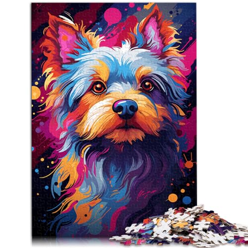 Puzzle, farbenfrohe Zeichnung eines Terriers, Puzzle 1000 Teile, Holzpuzzle, Spielzeug, Puzzle, Lernspiele, Stressabbau-Puzzle, 1000 Teile (50 x 75 cm)