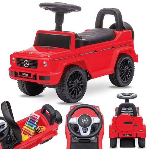 Rutschauto ab 1 Jahr, bobbycar, Mercedes in rot, blau, weiß, schwarz, kinderauto, Baby Auto, lauflernhilfe mit Hupe und Motorengeräuschen (Rot)