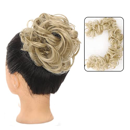 Bun Haarteile DIY Wickel-Pferdeschwanz-Haarknoten for Frauen, synthetischer Chignon, unordentliches elastisches Band, Haarknoten, Haarteil, 89,9 cm, Touseld Curly Wave Brötchen-Haarteil (Color : 107