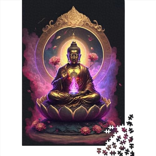 Buddha-Puzzle aus Holz, Puzzle für Erwachsene und Teenager, 500 Teile, Puzzle für Erwachsene, lustige Familienpuzzles für Erwachsene (Größe 52 x 37 cm)