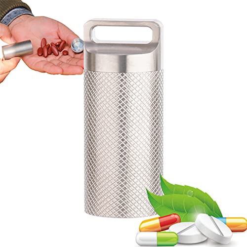 Pillendose Anhänger, Mini Pillendose Schlüsselanhänger Titan Wasserdicht Tragbare Antibabypille Aufbewahrung, Klein Pillenkapsel Aufbewahrung für Outdoor Camping Wandern Klettern, 2 Stück