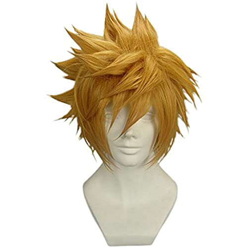 LINLINCD-Wig Anime Cosplay Anime-Perücke Kingdom Hearts Cosplay Ventus-Perücke Kurze goldbraune Perücke Kostüm-Halloween-Perücke for Halloween Kostümparty Anime-Show