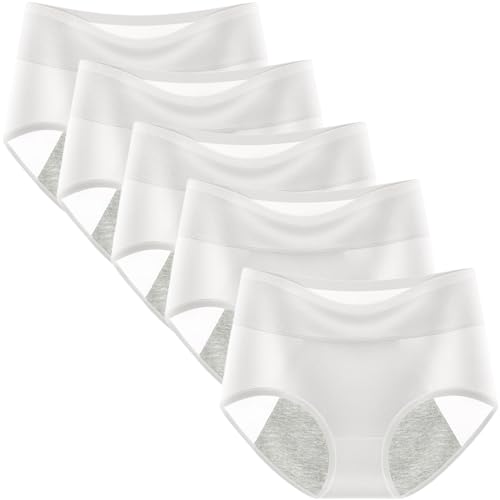 5pcs MenstruationsunterwäSche, Sommer Eisseide PeriodenunterschwäSche MäDchen, Atmungsaktives Mesh Inkontinenzhose, Die Mitte Femtis Perioden UnterwäSche