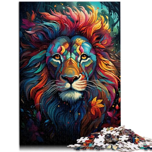 Puzzle für Puzzle Exotischer bunter Löwe 1000-teiliges Puzzle für Erwachsene aus Holz mit passendem Poster und Wissensblatt 1000 Teile (50 x 75 cm)