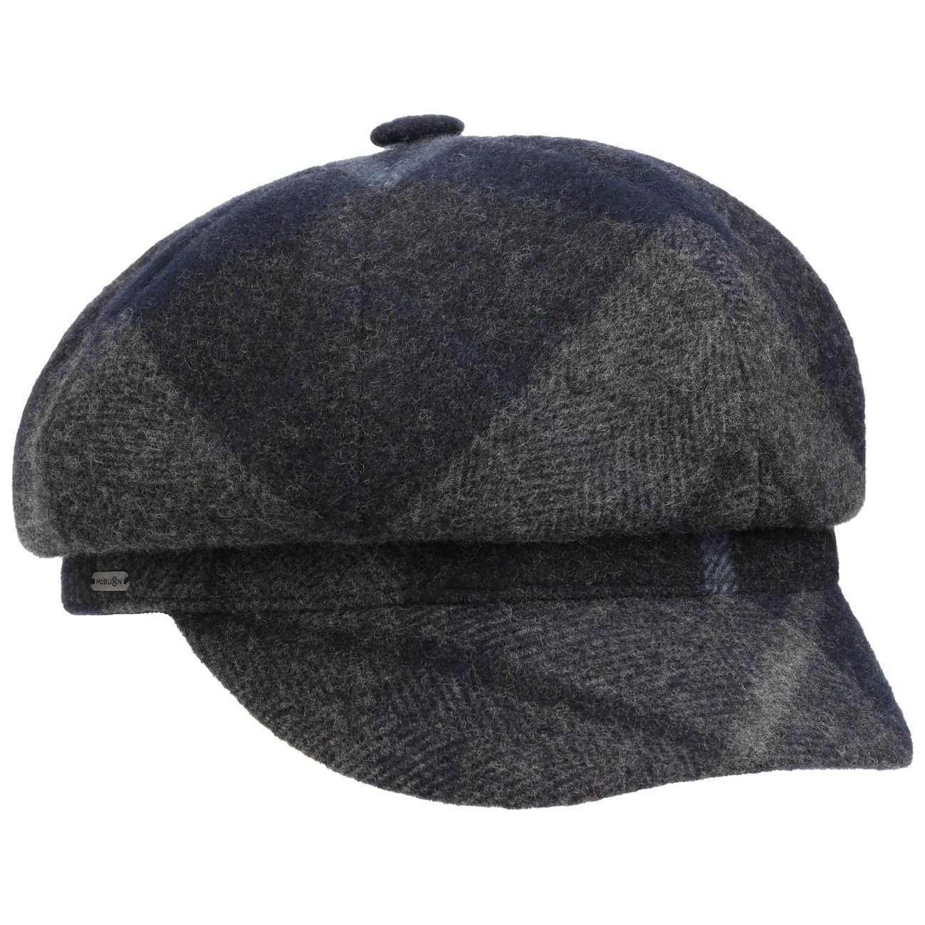 McBURN Tevere Karo Damen Newsboy Cap - Made in Italy Ballonkappe Damenmütze Schildmütze mit Schirm, Futter Herbst-Winter - One Size blau