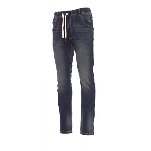 noTrash2003 Herren Sweathose Jogginghose Stretch Hose elastisch in Jeans-Optik Denim versch. Ausführungen (L, Tiefblau)