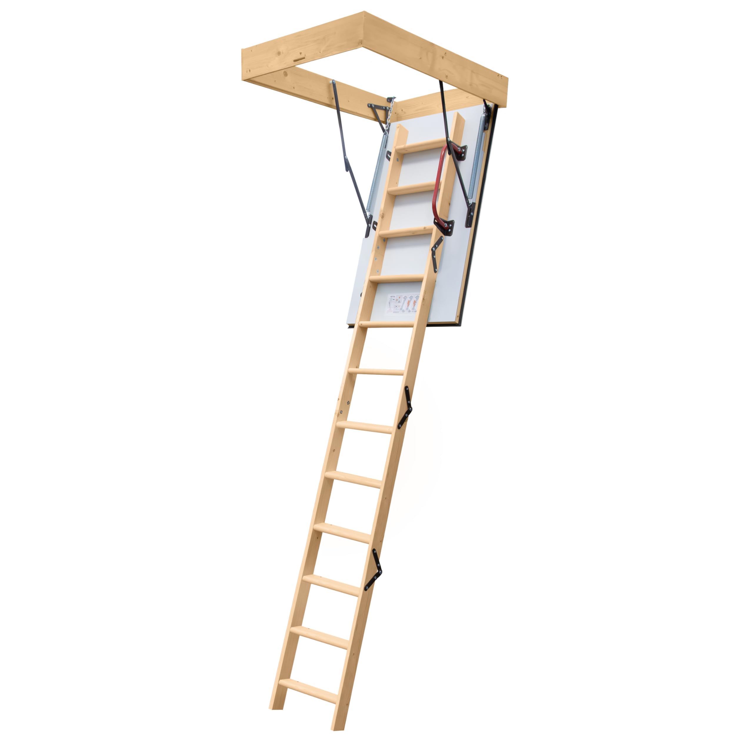 4iQ Group Bodentreppe Gedämmt 90 x 80 cm - Dachbodentreppe U-Wert 0,86 - Dachbodenluke Raumspartreppe Innen - Bodenluke mit Treppe bis zu 150 kg Traglast