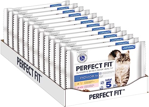 Perfect Fit Katzenfutter Nassfutter Indoor Adult 1+ Auswahl in Sauce, 52 Portionsbeutel (13 x 4 x 85g)