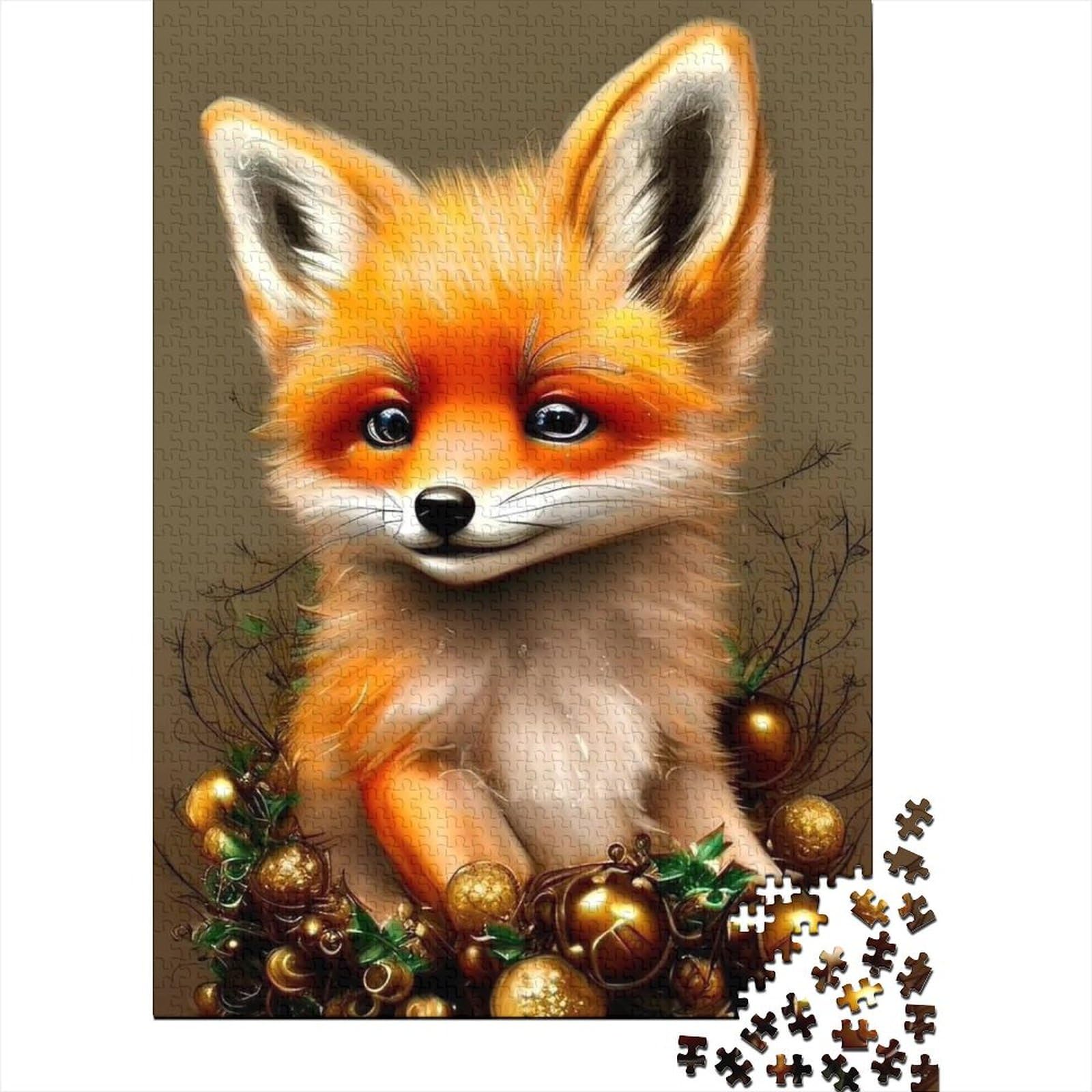 Tier-Fuchs-Puzzle für Erwachsene, 1000 Stück, Holz-Puzzle für Erwachsene und Teenager, ganze Familie und die (Größe: 75 x 50 cm)