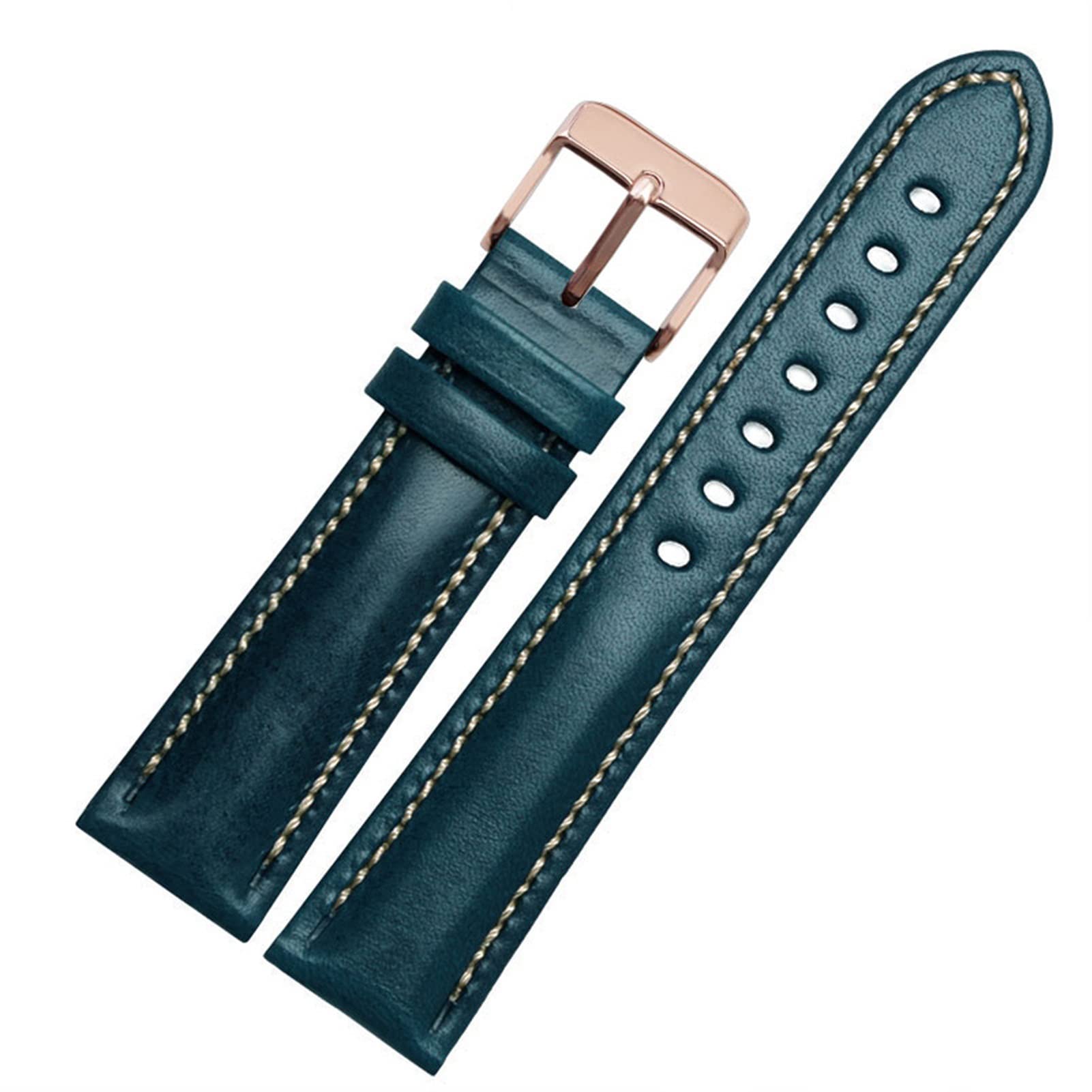 SCRUBY Für klassische Allzweck -Weave -Weave -Band -Modemarkenband 18mm 20mm 21mm 22 mm echtes Leahther Armband(Blue-rose gold,18mm)