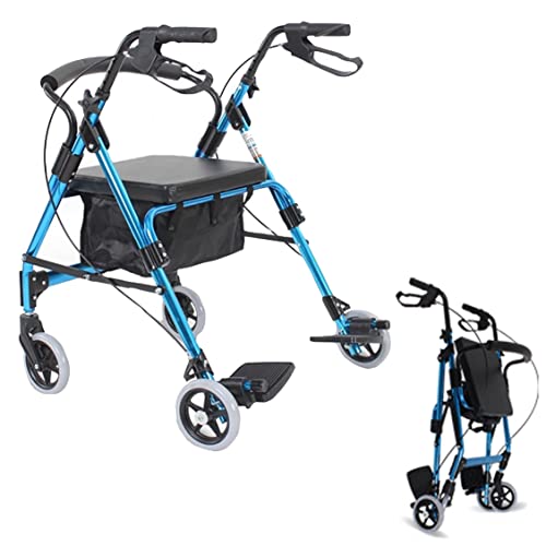 Robuster, faltbarer Rollator mit Sitz und Bremsen und 15,2 cm Rädern, ältere Menschen/große Männer, blau, Rollen, Walking, Mobilitätshilfe, Traglast 109,8 kg, Innen- und Außenbereich, Dekoration nach