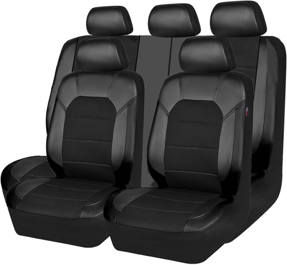 OYTHO Auto Sitzbezüge Sets für Suzuki Grand Vitara (JT) 2005–2015, Leder Wasserdicht Vordersitze Rücksitzschoner Leicht zu Reinigen Schutz Lederausstattung,A/Black