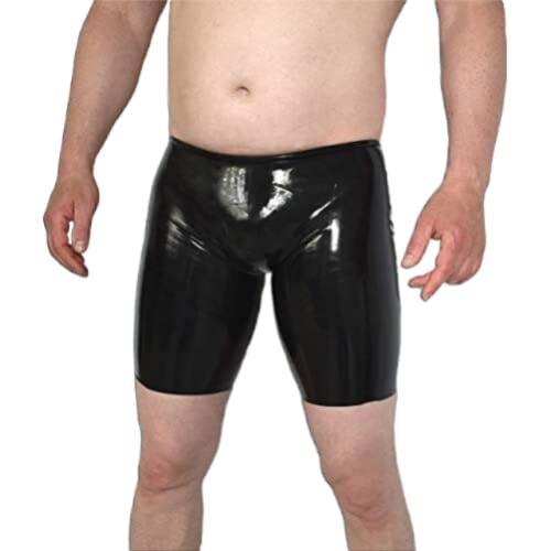 Herren Rubber Latex Pouch Pants* Größe SM *geschlossen Pouch Shorts (schwarz geschlossen),schwarz,XXL