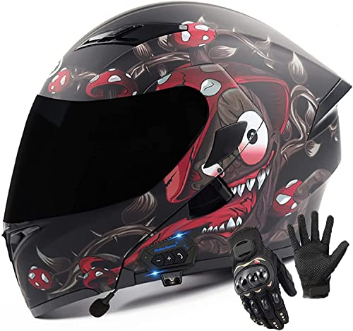 Klapphelme Modularer Helm Mit Bluetooth-Headset Und Dual Visier Motorradhelm,DOT ECE Genehmigt Integralhelm Helm Motorradhelm Atmungsaktiv Und Warm Für Erwachsene Männer Women