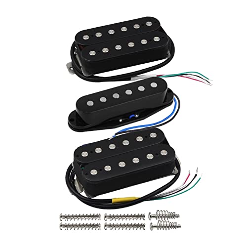 ZENGXUE 3 Stücke Alnico 5 E-Gitarren-Humbucker-Pickups & Single-Coil-Abholung Für HSH. Gitarre Humbucker Tonabnehmer Set (Color : Black)